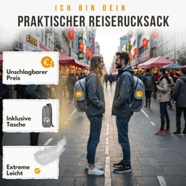 Backpacker's Journey Foldable backpack, ultra-light (only 90 g), lightweight backpack, foldable backpack, ultra-light folding backpack, daypack for backpacking and travel of all kinds., gray