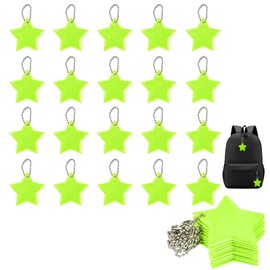 Safety Reflector Pendants, Pack of 20 Children's Reflector Pendants, Star Safety Reflector, Children's Reflectors, Reflective Key Chain for School Bag, Backpack, Cycling, Walking, Running