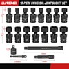 LLNDEI 3/8" Drive Universal Impact Socket Set, 19 Pieces CR-MO