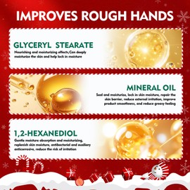 HOUSN Christmas Hand Cream and Christmas Lip Balm Set with 4 Hand Creams and 4 Lip Balms, Gifts for Colleagues Mother and Wife, Stocking Stuffers with Hydration for Lips and Hands