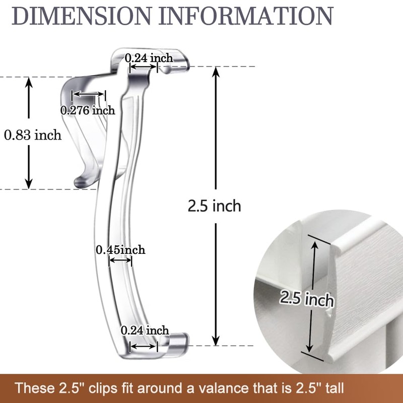 2.5 Inch Valance Clips for Horizontal Blind Valance (24 Pieces)