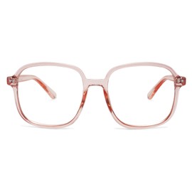 SOJOS Square Blue Light Blocking Glasses Oversized for Women TR90 Frame Filter SJ5081 with Crystal Pink Frame/Anti-Blue Light Lenses