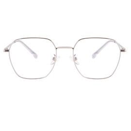 Laurinny Blue Light Blocking Glasses Retro Hexagonal Metal Frame Gaming Glasses Anti Glare Glasses(Silver)