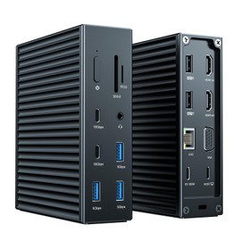 ANYOYO USB C Docking Station Dual Monitor Laptop Docking Station 16-IN-1with 2*HDMI 4K60+VGA1080P+2*USB C10Gbps+SD/TF+Audio+PD100W USB C Hub Multiport Adapter for MacBook/Dell/Lenovo/HP(Black)