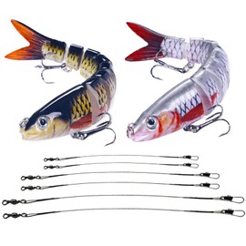 Fishing Lures, Pike Fishing Lures for Freshwater and Sea Water, 2 Pcs Multi Jointed Swimbaits with 6 Steel Wire Leaders, Slow Sinking Bionic for Bass, Trout, Pike, 13.4cm/18g