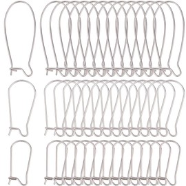 SOFPLATE 1 Box 120Pcs 3 Styles Kidney Earring Hooks Stainless Steel Kidney Ear Wires Silver Long Dangle Earring Findings U Shaped Hoop Kidney Ear Wires for jewellery Making Supplies DIY Craft Beginner