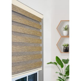 Pinecrest Home Goods Dual Layer Light Filtering Roller Shades (Corded) (Brown, 34 W x 78 H)