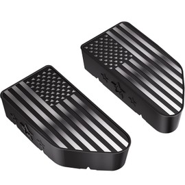 Bed Rail Stake Pocket Covers for GMC Chevy Silverado/GMC Sierra 1500(2019-2024), GMC Sierra 3500HD(2020 2021 2022 2023 2024)/2500, Truck Caps Rear Holes Plugs Covers (Flag(Black/Silver))