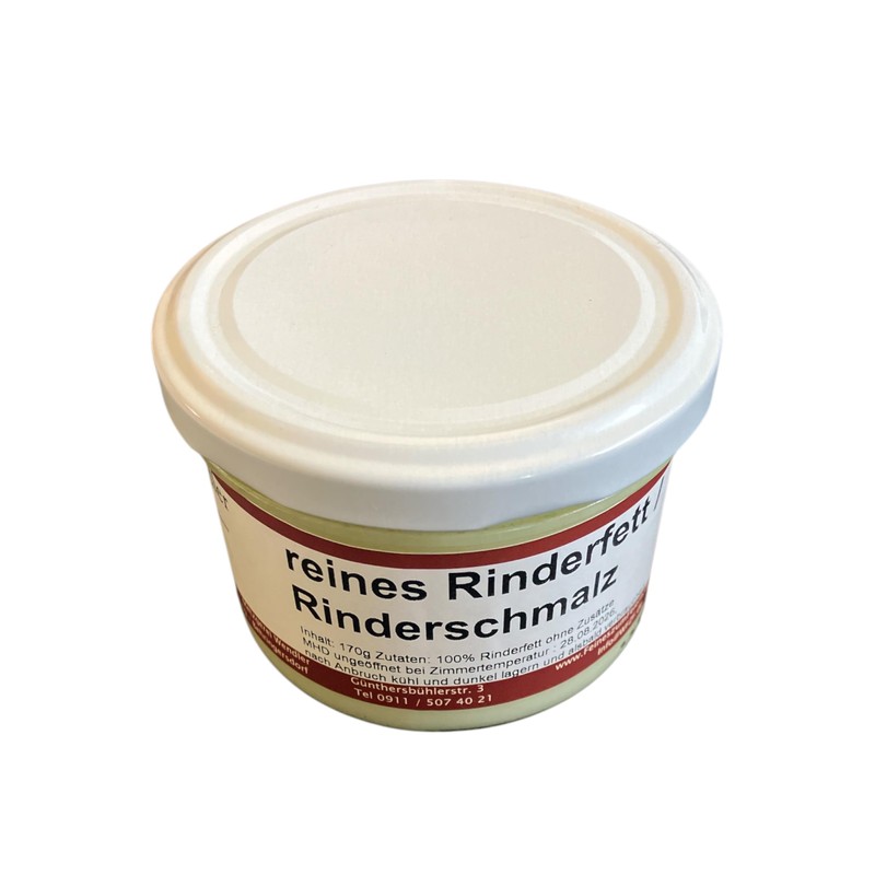 Rinderfett/Rindertalg/Rinderschmalz im Glas hausgemacht in der fränkischen Handwerksmetzgerei (165g)
