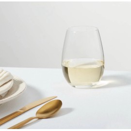 Threshold Signature Set of 4 White Wine Glasses Stemless Crystal Glasses 15.7oz