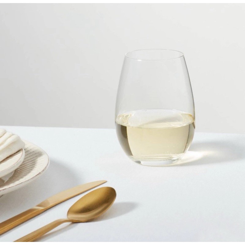 Threshold Signature Set of 4 White Wine Glasses Stemless Crystal