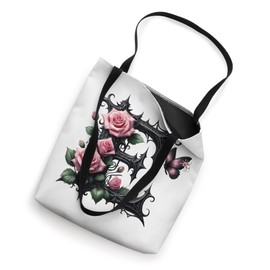 Letter E Initial Floral Monogram Rose Pink Flower Butterfly Tote Bag