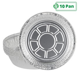 PARTY BARGAINS 14-Inch Round Disposable Aluminum Pans - 10 Pack (Lids not included) - For Baking, Roasting, BBQ, Perfect for Kitchen, Takeout Food, Catering, Picnic, Camping (Max 240°C)