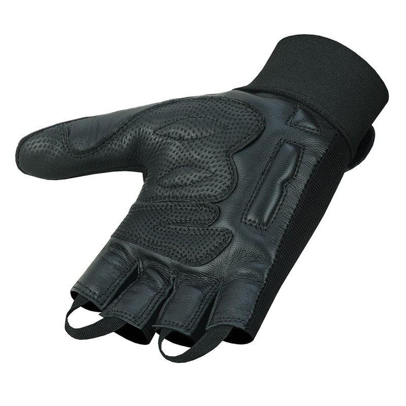Leather Palm Wheelchair Gloves, Half Fingers with Full Thumb Disability,