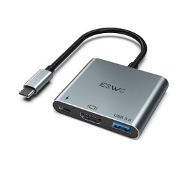 JESWO Adaptador USB C a HDMI, 3 en 1 Adaptador Tipo C Multipuerto USB C Hub                                                                           