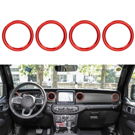 auovo Air Conditioner Vent Ring Interior Accessories for Wrangler JL 2018-2023 Gladiator JT 2020-2023 Dashboard Air Conditioning Vent Outlet Trim Cover Aluminum Alloy (Red, 2018-2023)
