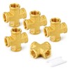 GASHER 2PCS Brass Pipe Fitting, Cross 4 Way Pipe Fitting,