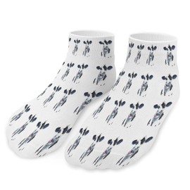 Xmkltbz 1 Pair Unisex Sock Short Socks, Compression Crew Knee High Short Athletic Soft Circulation Socks for Running Sports 8x3.7 in Print Watercolor Cow Head Portrait Black and White Farm Animal