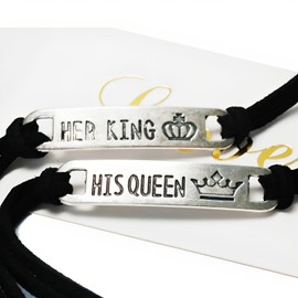 Couple Bracelets Matching Sets for Couples,His Queen Her King Bracelets,Stainless Steel Jewelry,Pulseras Para Parejas de Novios