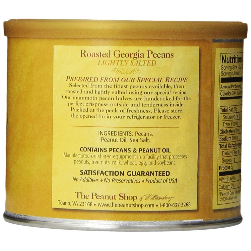 The Peanut Shop of Williamsburg Roasted Georgia Pecans, Lightly Salted,