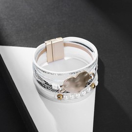 Stocking Stuffers Holiday Outfits for Women 2024 Layered Leather Wrap Bracelet for Women Rhinestone Bracelet Chunky Bracelet Heart Charm Bracelet Braided Leather Bracelet Boho Charm Bracelets Jewelry Gifts for Teen Girls