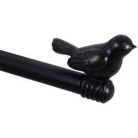 3/4-inch Cute Decorative Bird Adjustable Window Treatment Curtain Single Rod Set, 84" to 120" - Burnt Gold