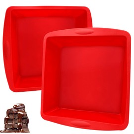 HVIHWI 2 Stück Silikon Backform Eckig, Antihaft Backformen Silikon, Kuchenform Silikons Brotbackform Silikonform für Käsekuchen Backformen Set für Brownies, Käsekuchen (19,5×18×5,5cm)