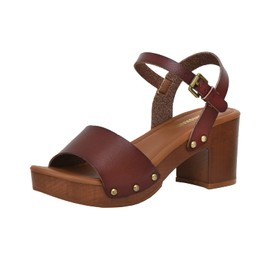 CUSHIONAIRE Women's Sloan Faux Wood Sandal +Memory Foam & LiteSole Technology -Wide Widths Available, Whisky 8.5