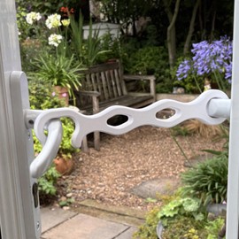 25cm XL French Door Stay with Wind-Resistant Twist-Lock – Patio Door Holder/Restraint – Large Dog & Pet Access – Secure Hold Open for French & Patio Doors - White