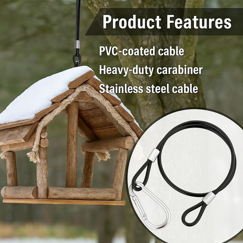 Kahedincy 4 Pcs Hanging Chains with Hooks, Security Cable with