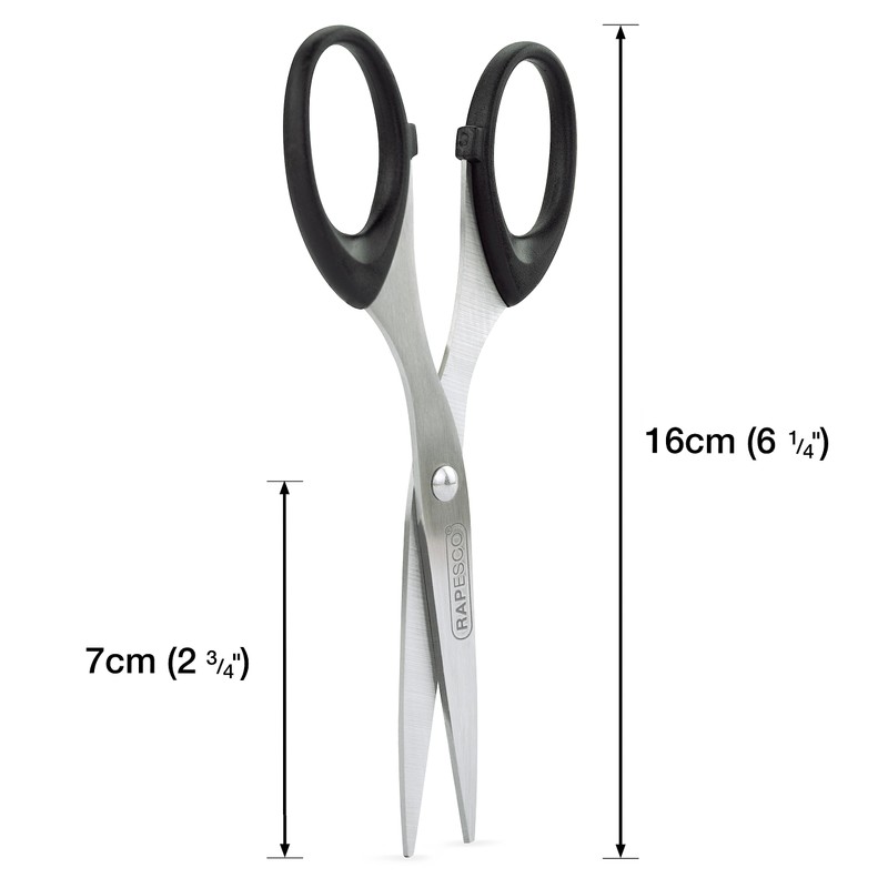 Rapesco CS6RY0B1 Essential 16cm Stainless Steel Scissors, Black