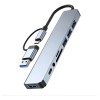 De Usb Hub 8 En 1 Azul Claro, 4 Puertos
