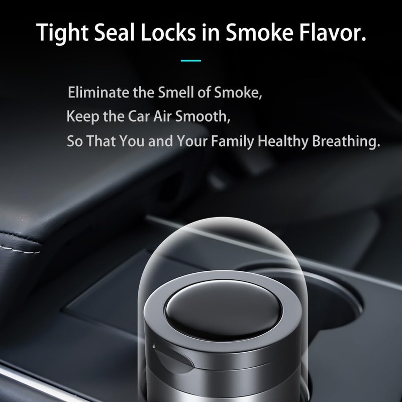 Tmengdao Car Ashtray, Ash Tray with Lid Smell Proof,Detachable Stainless