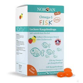 NORSAN Omega 3 FISK Jelly 120 High Dose / Omega 3 for Children 1,000 mg per Serving/Omega 3 Oil with EPA & DHA/Daily Dose 4 Capsules Premium Omega 3 / Easy Fish Oil for Children