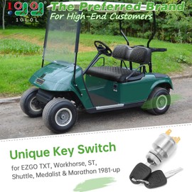 10L0L Golf Cart Unique Key Switch for EZGO TXT, Medalist, Marathon, Workhorse, ST, Shuttle, Golf Cart Ignition Switch and Key with 4 Terminals OEM 33639-G01, 33639G03