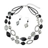 BOCAR 2 Strand Statement Choker Shell Necklace and Earring Set
