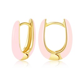 Small Enamel Hoop Earrings for Women, 18 Carat Gold-Plated Hypoallergenic Sweet Enamel Huggie Earring for Women Girls Jewellery Chenke, Yellow Gold