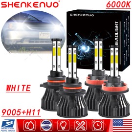 SHENKENUO For Toyota Prius 2010-2015 4x Front LED Headlights Bulbs High Low Beam Kit 6000K