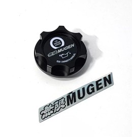 Unbranded BLACK ENGINE OIL CAP MUGEN SIVER FOR HONDA CIVIC EK9 ACCORD & MUGEN POWER EMBLEM