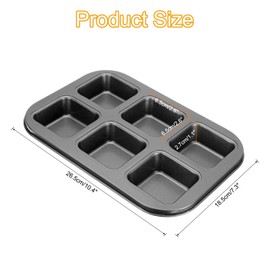 uxcell Square Muffins Pan 6-Cup Grey Nonstick Square Cupcake Pan Metal Baking Molds Pan All Edges Cupcake Pan for Oven Baking, Cornbread, Cupcakes, Cookie, Bread