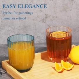 AKMQYM Acrylic Clear Highball Plastic Cups | Plastic Reusable Tumblers 15oz (Set of 8) | Stackable | BPA-free Tumblers | Shatterproof | Top-rack Dishwasher Safe