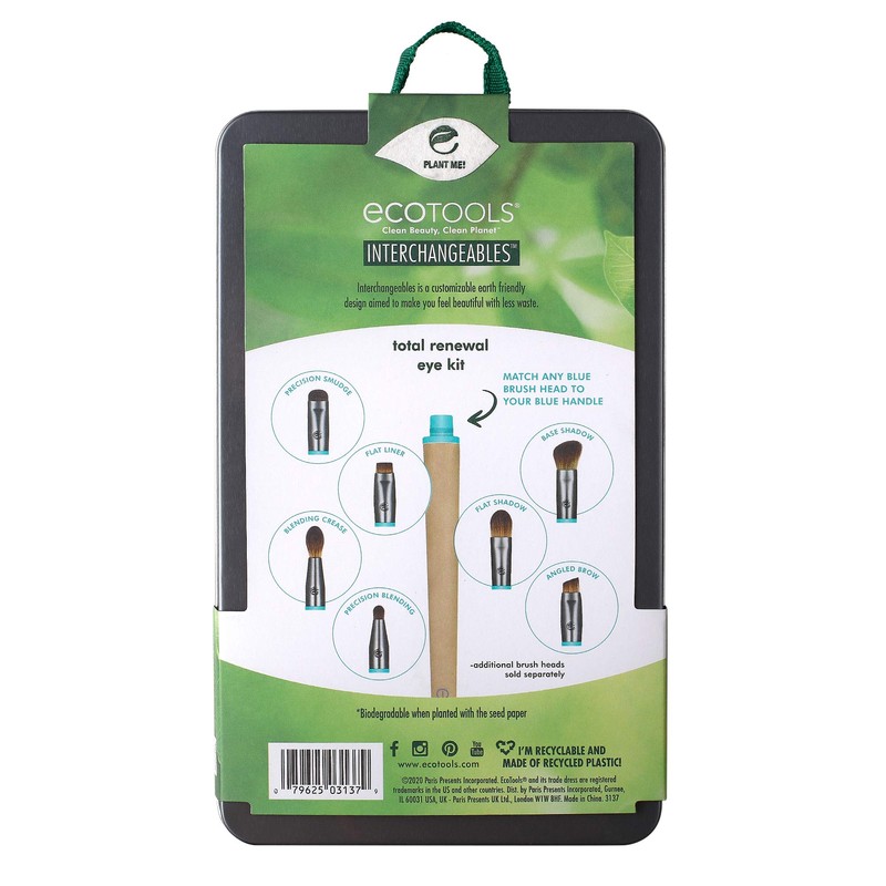 Ecotools Eye Kit Interchangeables Makeup Brush Set with Case, Includes