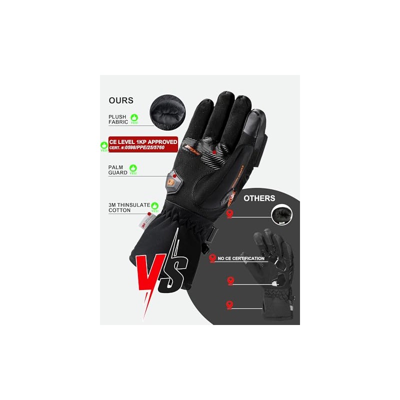 IRON JIA'S Guantes de Motocicleta para Invierno, con Pantalla táctil,