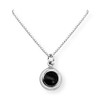 Black Onyx Disc Necklace for Women, 925 Sterling Silver Black