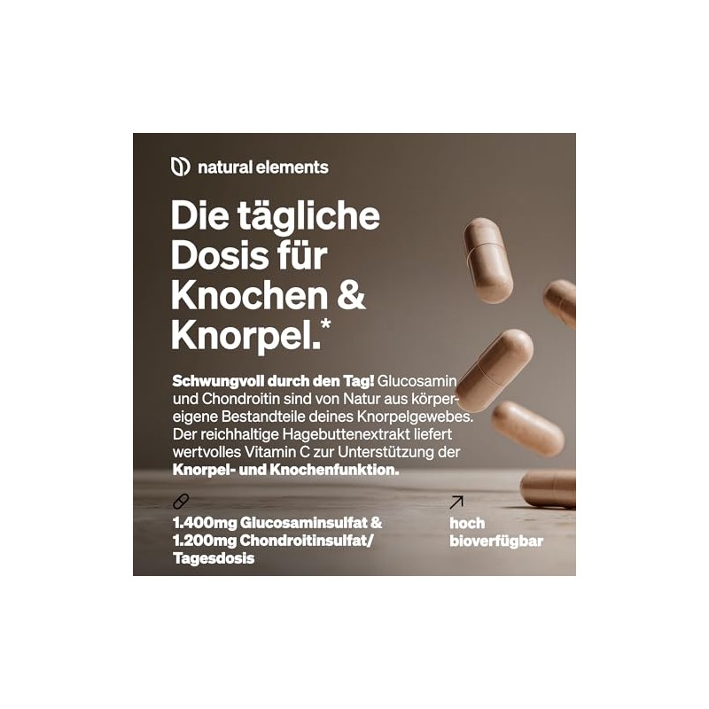 Glucosamine & Chondroitin, 180 Capsules with Vitamin C, Contributes to