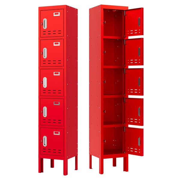 SAPITAL Metal Locker with 5 Doors, 66" Lockers for Employees