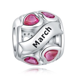 925 Sterling Silver Birthstone Charm for Bracelets, Love Heart Charm, Birthday Gifts for Women