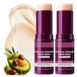 Bálsamo múltiple de volumen de calcio, bálsamo de calcio antiarrugas, antienvejecimiento, flacidez, arrugas hidratantes, almendras y vitamina E para bálsamo labial, crema para ojos y cuello (2)