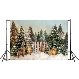 Haosphoto Christmas Backdrop for Photography 7X5FT Heavy Snow Backdrops Winter Wonderland Pine Tree Forest Reindeer Xmas Background for Newborn Kids Happy New Year Photo Studio Props Vinyl HS898