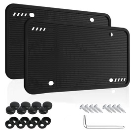 KITCHEN CHOICE Marco de Matrícula,2 Pack Porta Placas de Silicona para Auto,Antióxido,Antivibración,Resistente a la Intemperie,Universal Soportes para MatríCula con Accesorios de Montaje